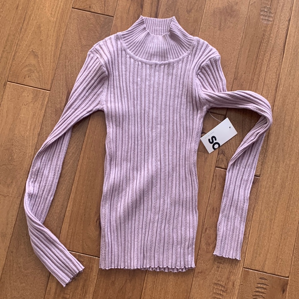 SO mauve ribbed too long sleeve